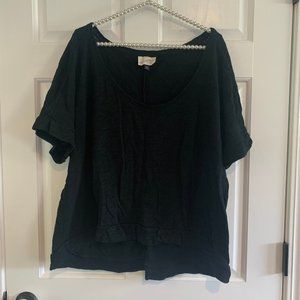 Universal Thread Ladies Plus Size 100% Cotton Black Slub Knit Top Size XXL